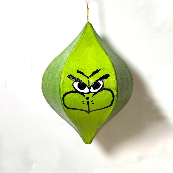ORIGINAL Hand Painted Grinch Max Cindy Lou Who 6 Sided Paper Mache Ornament - Picture 9 of 10